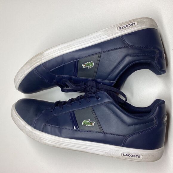 Lacoste Men’s Europa LCR Navy & White Synthetic Leather Sneakers Size 13 - Picture 8 of 12